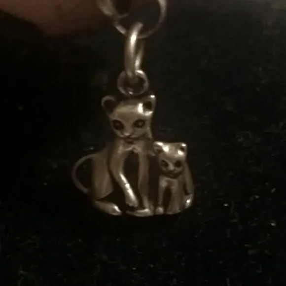 Silver SS925 Kitty Cat & Mama Cat 3-D Charm For Bracelet Or Pendant For Necklace - Picture 4 of 11